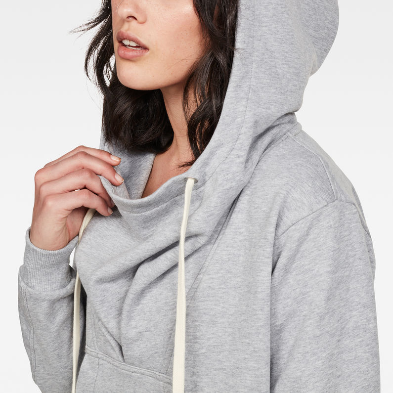 G-STAR® Sofe Boyfriend Drape Hooded Sweat Grey detail shot