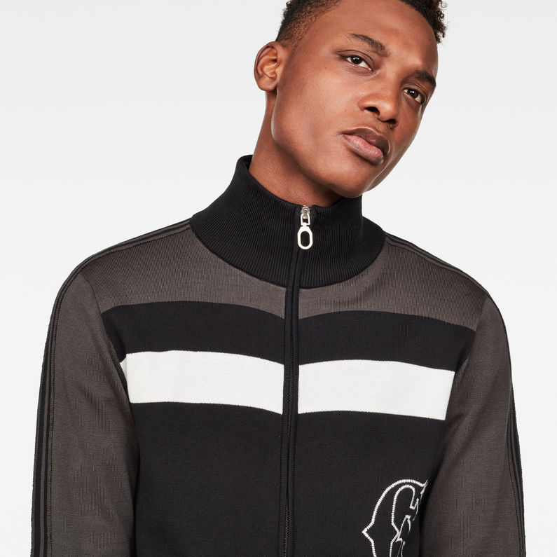 G-Star RAW® Track Drop Zip Through Knit Schwarz detail shot