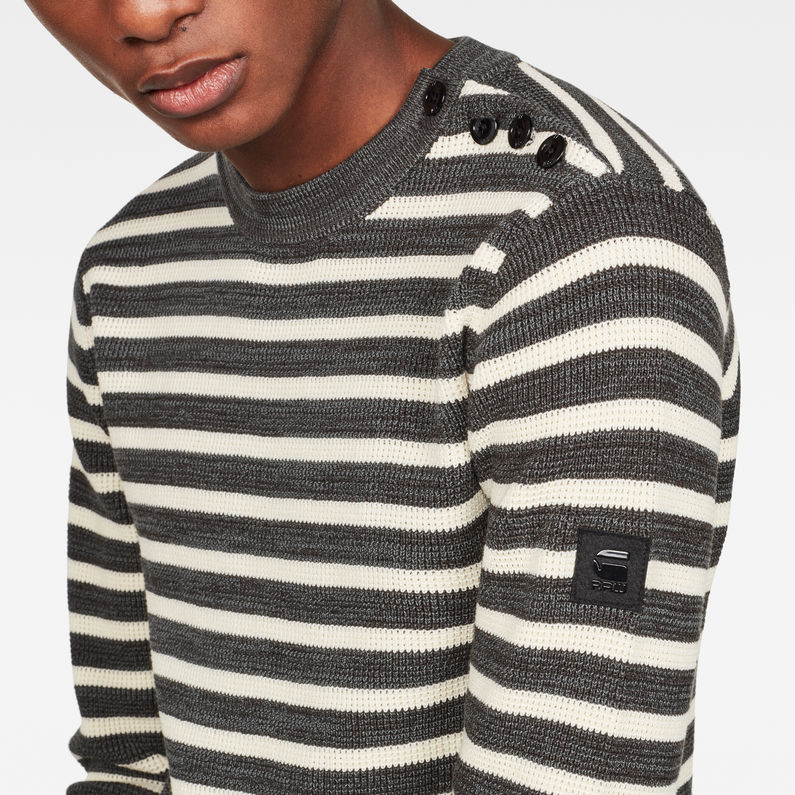 G-STAR® Dadin Stripe Knit Gris detail shot