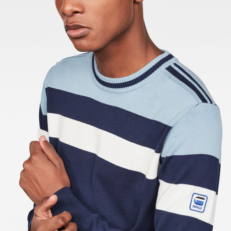 G-STAR® Sport Stripe Knit Dark blue detail shot