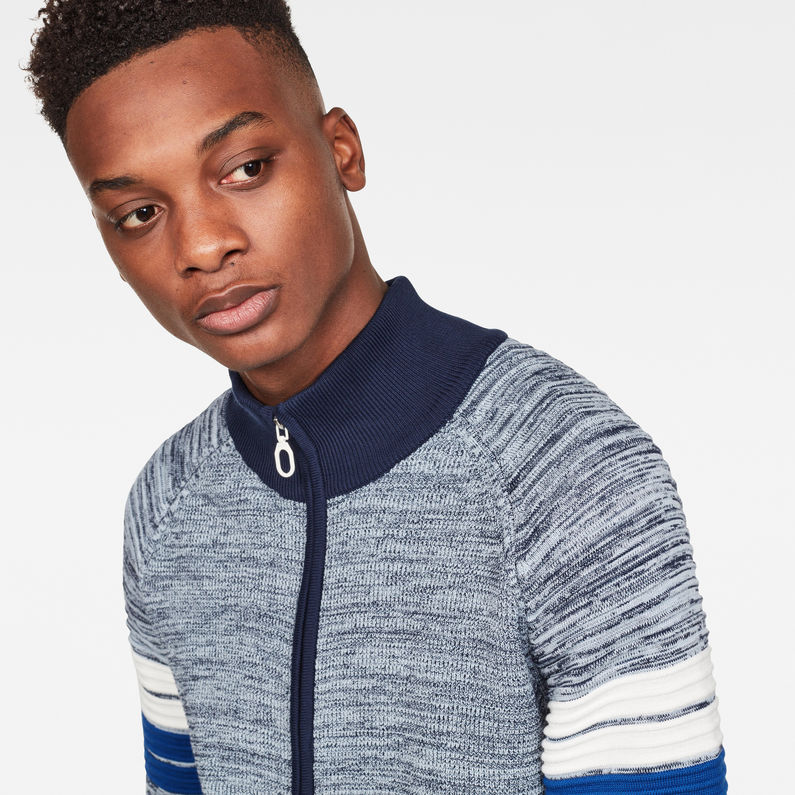 G-Star RAW® Suzaki Stripe Zip Through Knit Mittelblau