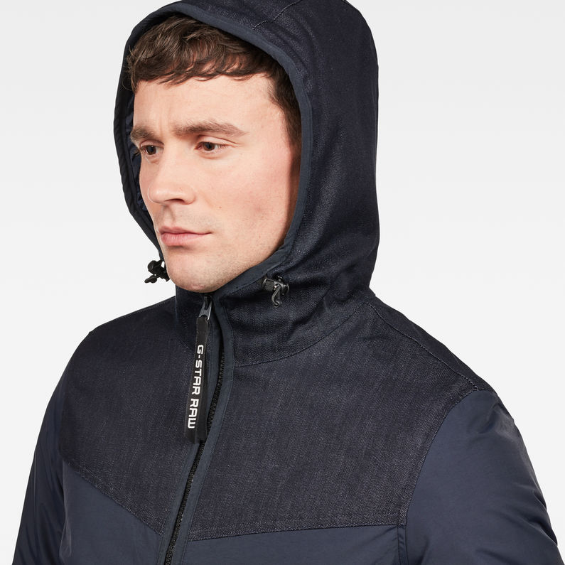G-Star RAW® Setscale Denim Hooded Overshirt Bleu foncé detail shot
