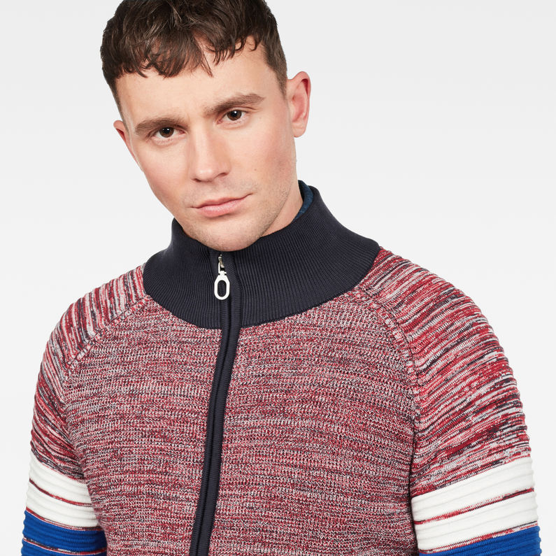 G-Star RAW® Suzaki Stripe Zip Through Knit Red detail shot