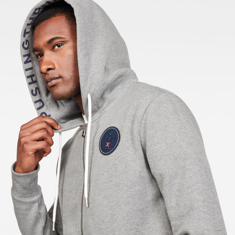 G-STAR® Max Core Hooded Zip Through Sweat Gris detail shot