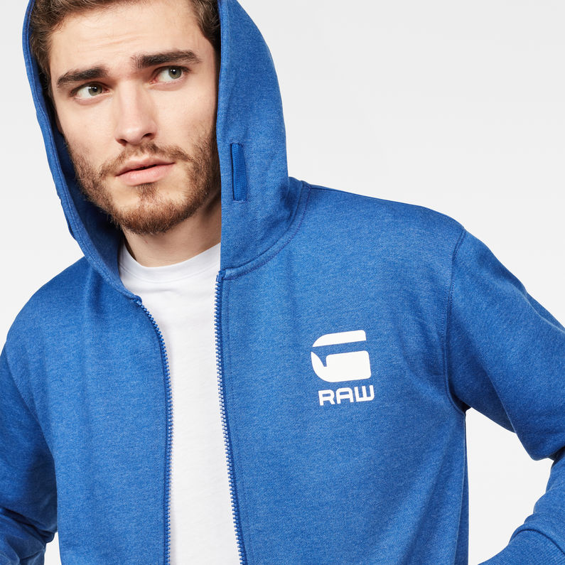 G-Star RAW® Doax Hooded Zip Thru Sweat Medium blue detail shot