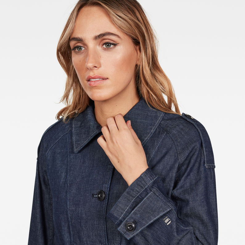 G-Star RAW® Minor A-line Loose Trench ダークブルー detail shot