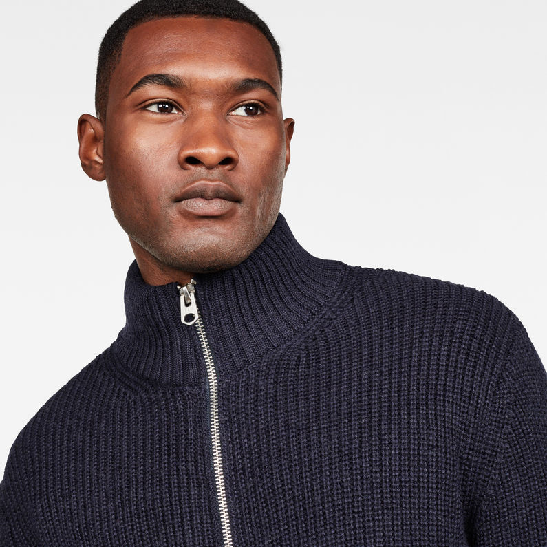 G-Star RAW® Omohundro Zip Through Knit Dunkelblau detail shot