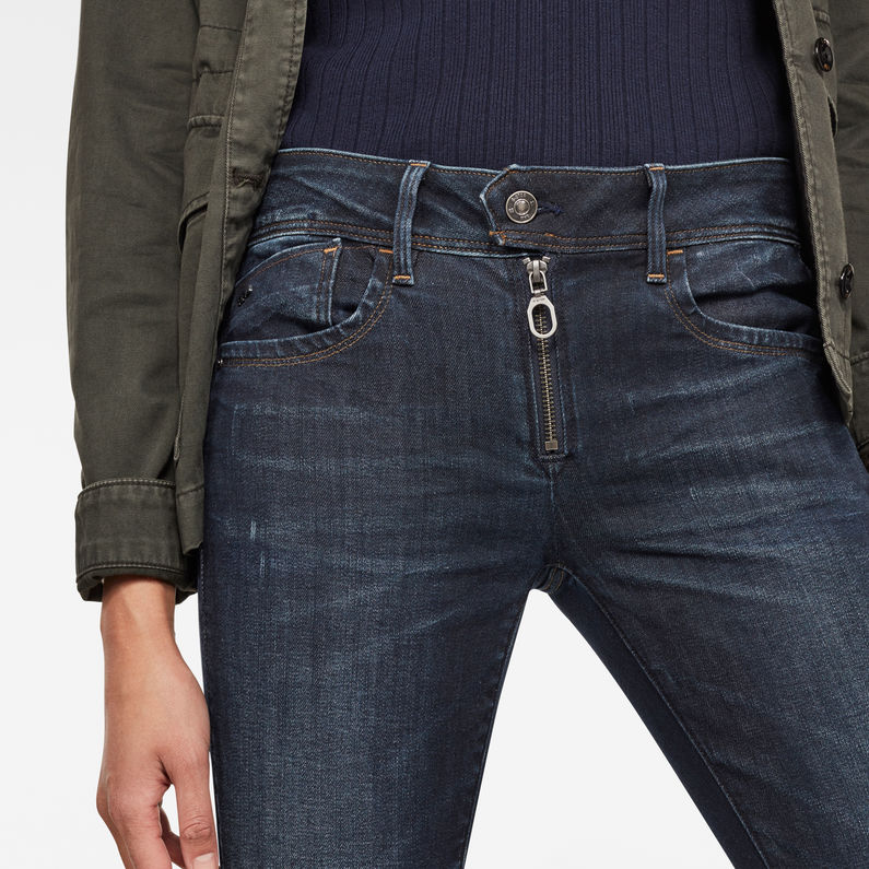 G-STAR® Lynn Zipper Mid Waist Skinny Jeans Donkerblauw