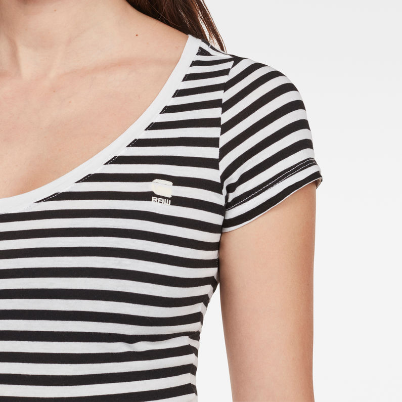 G-Star RAW® Basic Stripe Slim T-Shirt Schwarz detail shot