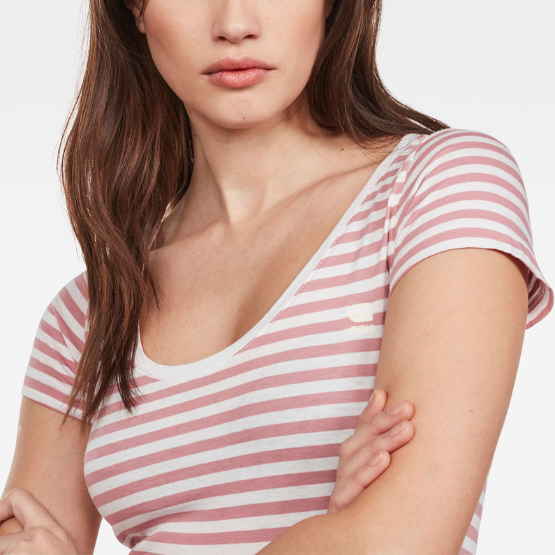 G-Star RAW® Basic Stripe Slim T-Shirt Pink detail shot