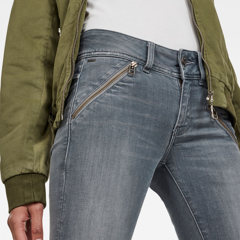 G-Star RAW® Lynn Biker Mid Skinny Ankle Jeans Grau detail shot