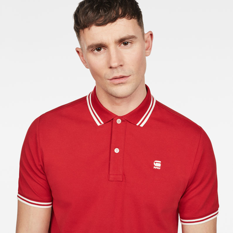 G-STAR® Dunda Slim Stripe Polo Red detail shot