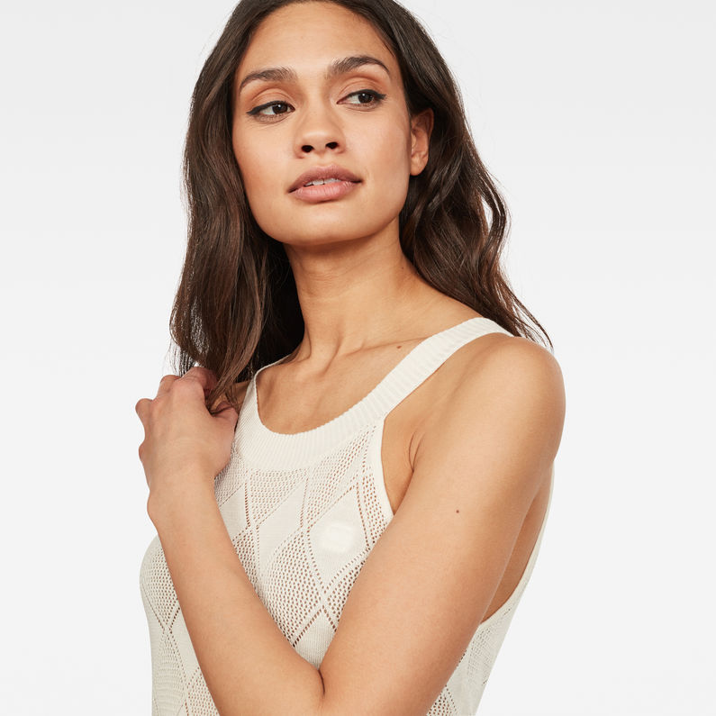 G-Star RAW® Pointelle Tank Top Knit Beige detail shot