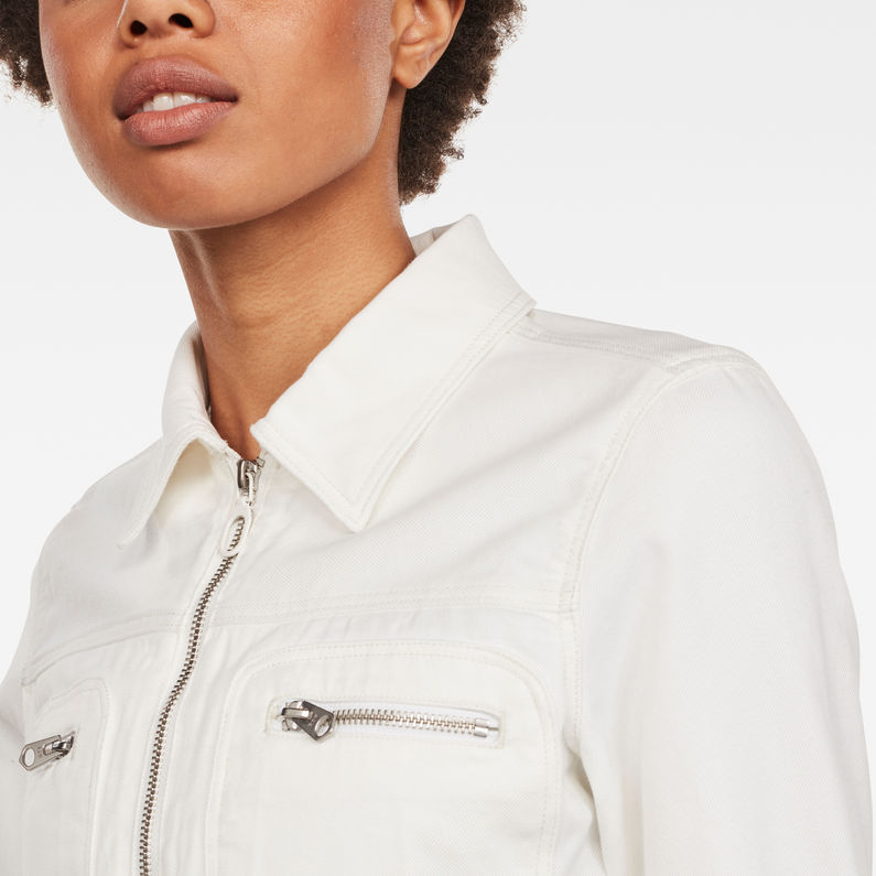 G-STAR® Veste D-Staq Zip Denim Blanc detail shot
