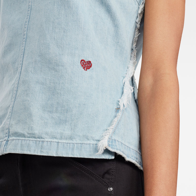 G-STAR® Top Deline Azul intermedio detail shot