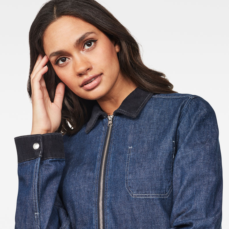 G-Star RAW® Blake Denim Overshirt Dunkelblau detail shot