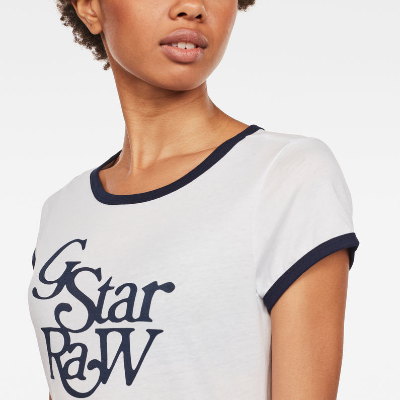 G-Star RAW® Graphic 19 Ringer Slim T-Shirt White detail shot