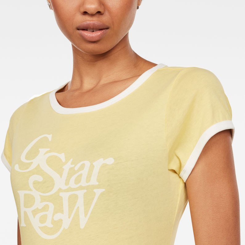 G-Star RAW® T-shirt Graphic 19 Ringer Slim Jaune detail shot