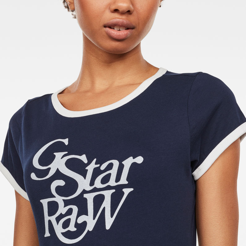 G-Star RAW® T-shirt Graphic 19 Ringer Slim Bleu foncé detail shot