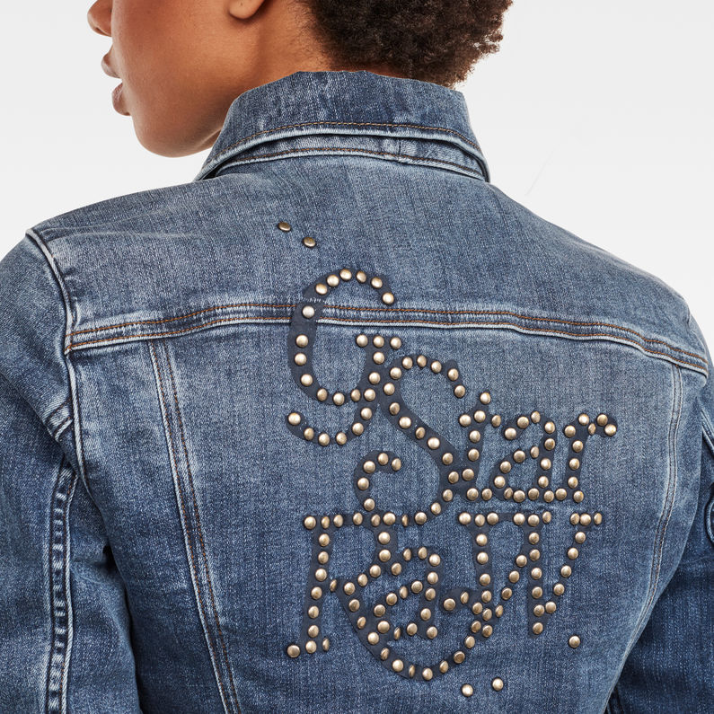 G-STAR® 3301 Studs Slim Jacke Mittelblau detail shot