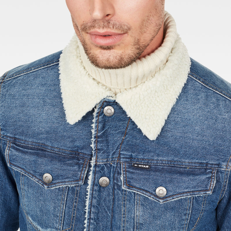 G-STAR® 3301 Slim Sherpa Jacket Mittelblau detail shot