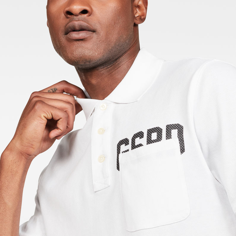 G-Star RAW® Graphic 3 Pocket Polo White detail shot