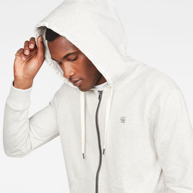 G-Star RAW® Graphic 8 Core Hooded Zip Through Sweater White detail shot