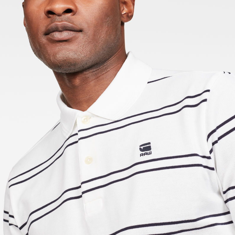 G-Star RAW® Fine Stripe Slim Polo White detail shot