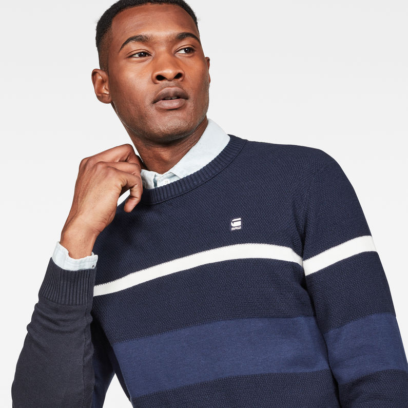 G-Star RAW® Core Stripe Knit Dark blue detail shot