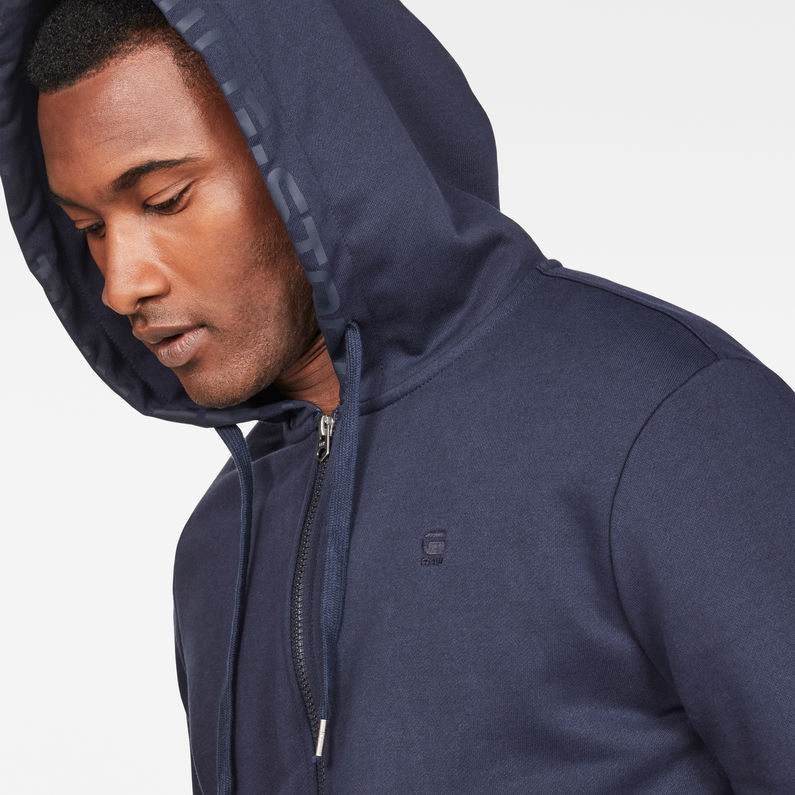 G-Star RAW® Graphic 8 Core Hooded Zip Through Sweater Dark blue detail shot