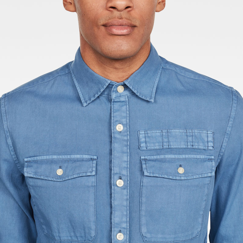 G-Star RAW® Lepton Slim Overhemd Midden blauw detail shot