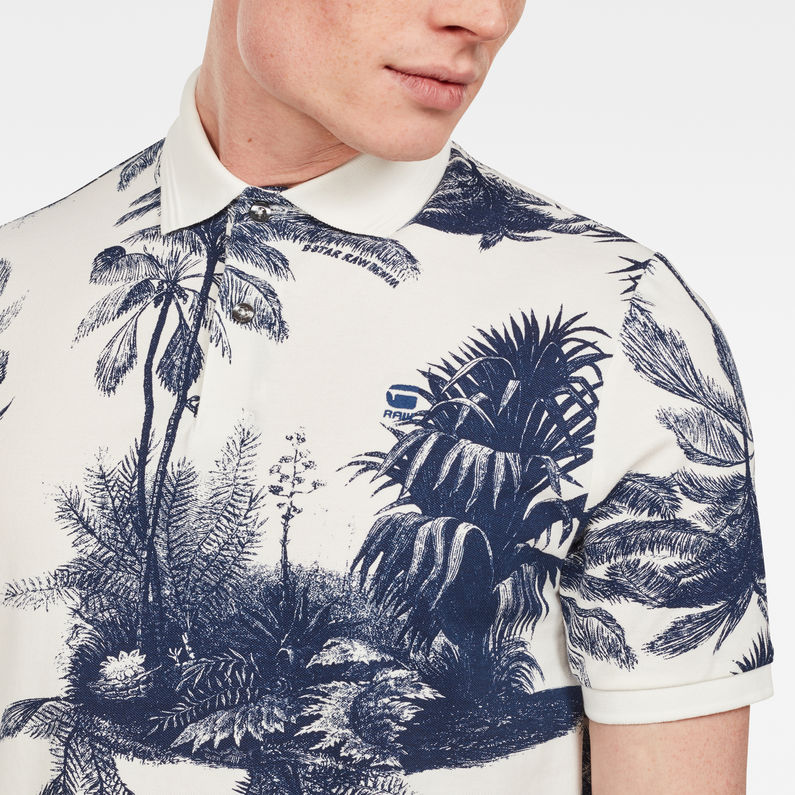 G-Star RAW® Flax Print Regular Polo Medium blue detail shot