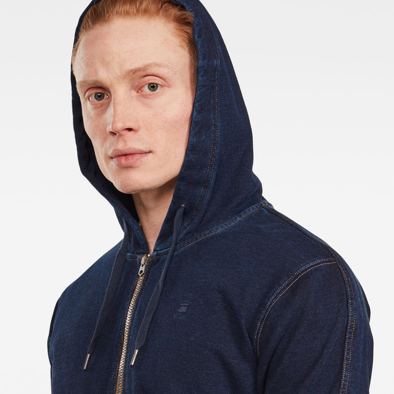 G-Star RAW® Sweat 5621 Korpaz Hooded Zip Through Bleu foncé detail shot