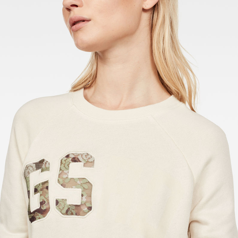 G-Star RAW® Graphic 9 Xzula Roun Neck Sweater Beige detail shot