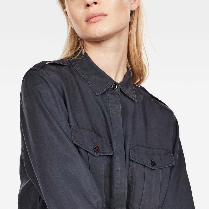 G-Star RAW® Rovic Maxi Shirt Kleid Dunkelblau detail shot