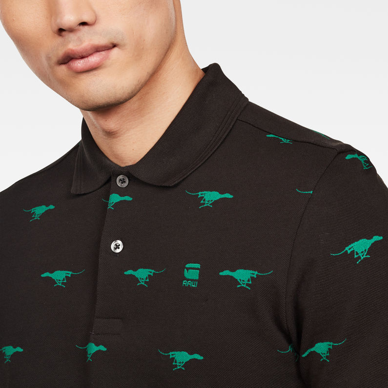 G-Star RAW® Run Dog All-over Print Slim Poloshirt Schwarz detail shot
