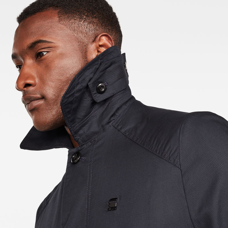 G-Star RAW® James Zip Trench Bleu foncé detail shot