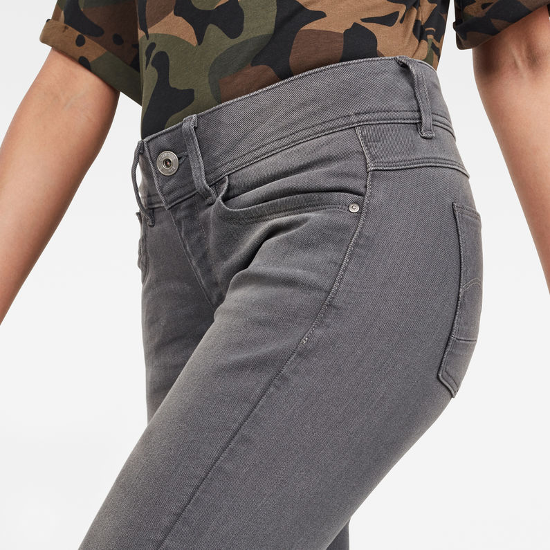 G-STAR® Jean Lynn Mid Waist Skinny Gris detail shot