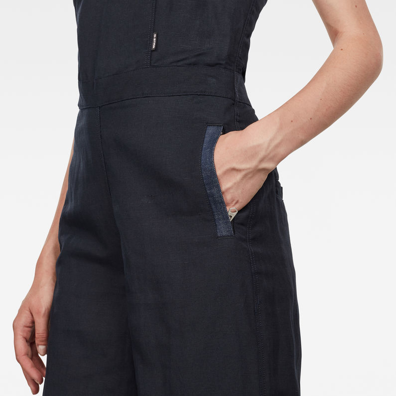 G-STAR® Salopette dos nu Blake Bleu foncé detail shot