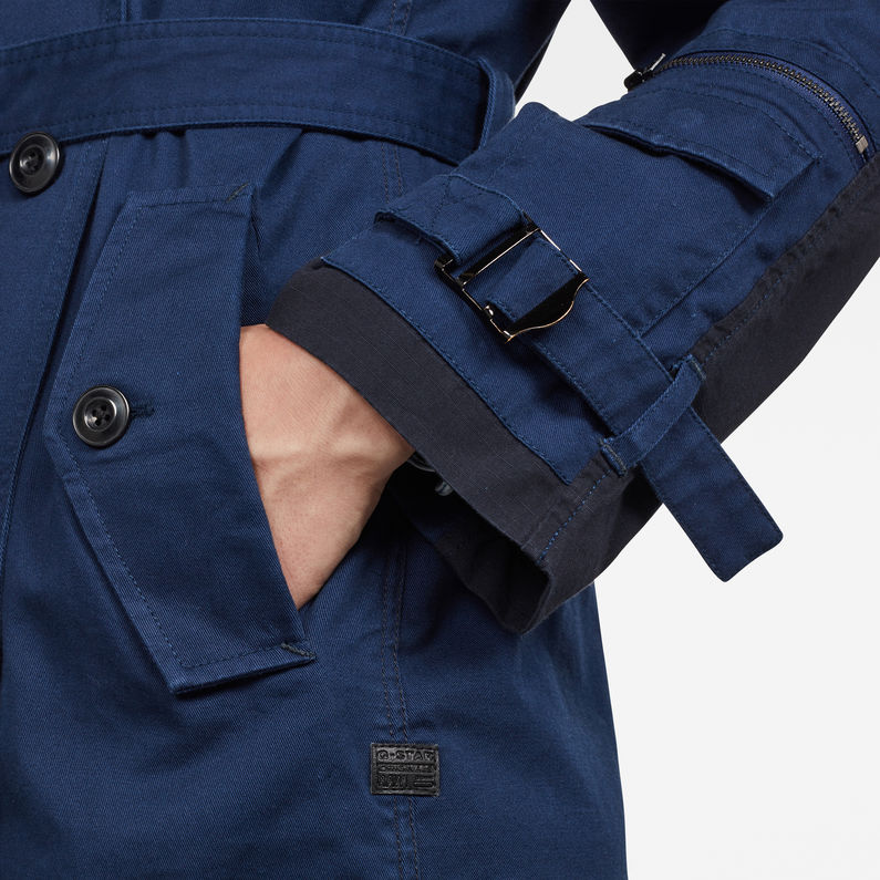 G-Star RAW® Duty Classic Trenchcoat Donkerblauw detail shot