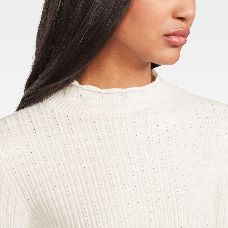 G-Star RAW® Top Silber Mock Turtle Knit Beige detail shot