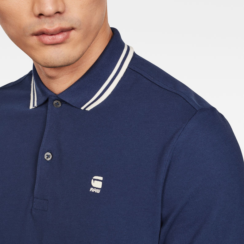 G-Star RAW® Polo Dunda Slim Stripe Bleu foncé inside view