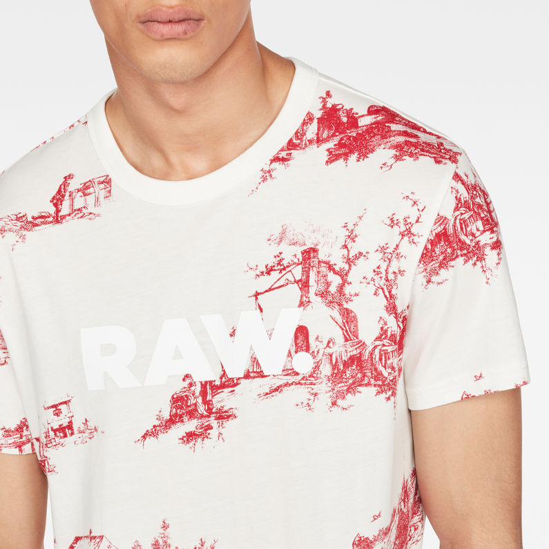 G-Star RAW® Toile de Jouy X25 Print T-Shirt Blanc detail shot