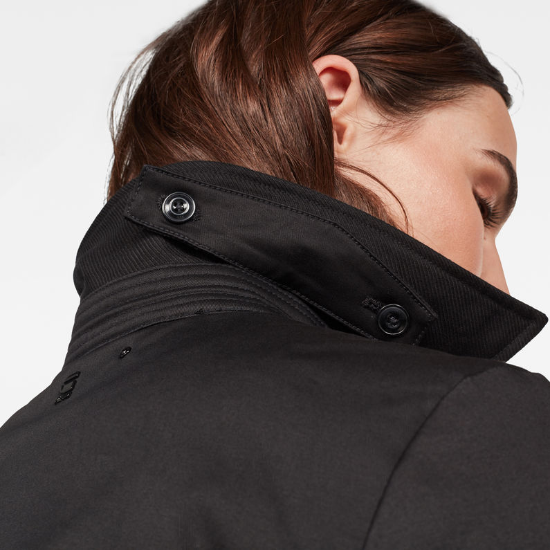 G-Star RAW® Minor Hunting Padded Slim Trench Jacket Black detail shot