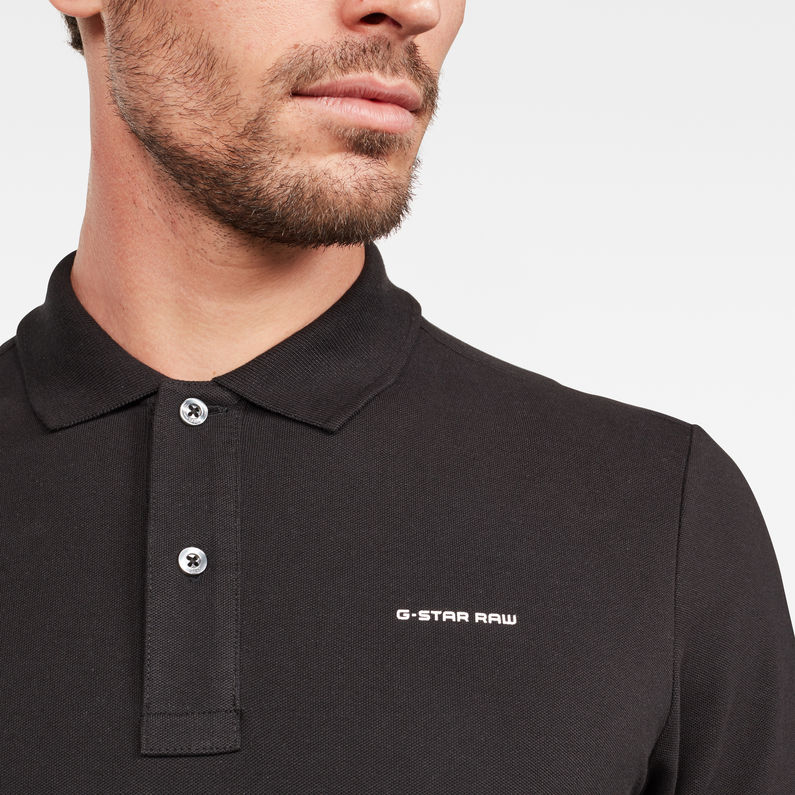 G-Star RAW® Oluv Slim Polo Noir detail shot
