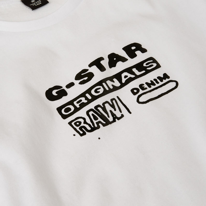 G-Star RAW® Graphic Logo T-Shirt Blanc detail shot