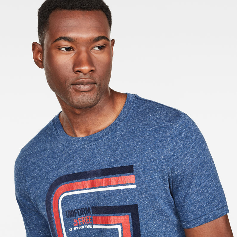 G-Star RAW® T-shirt Graphic 6 Slim Bleu foncé detail shot