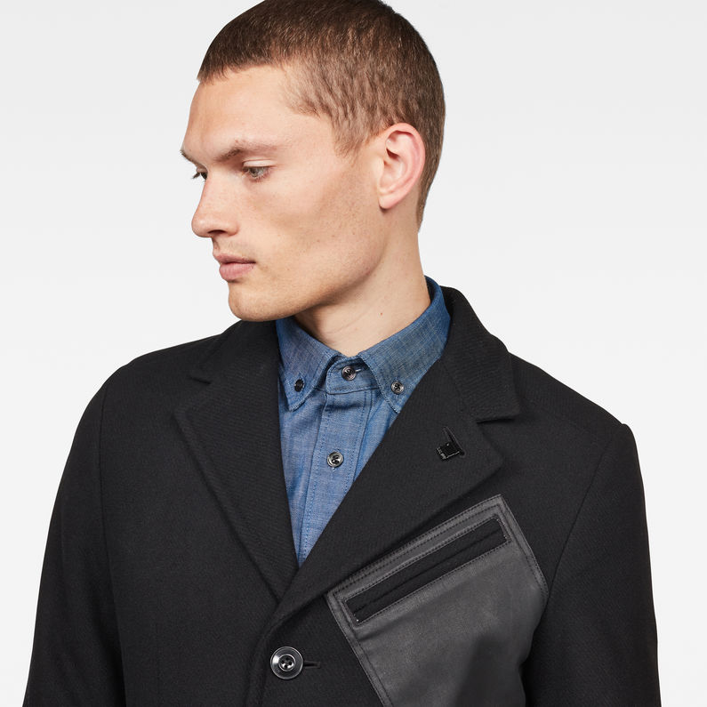 G-STAR® Varve Wool Mantel Schwarz detail shot