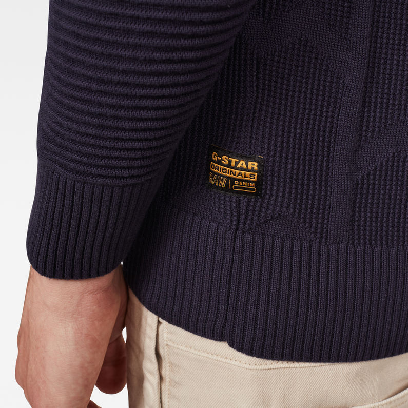 G-Star RAW® Sweat Suzaki Biker Knitted Bleu foncé detail shot