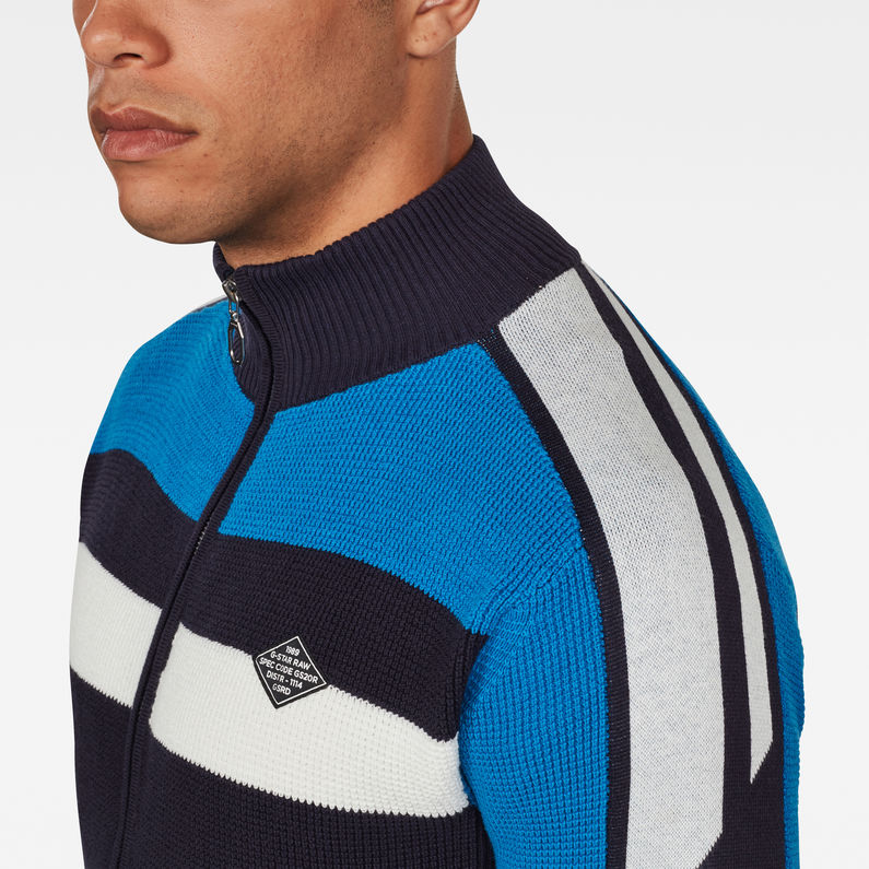 G-Star RAW® Axler Zip Through Knit Donkerblauw detail shot